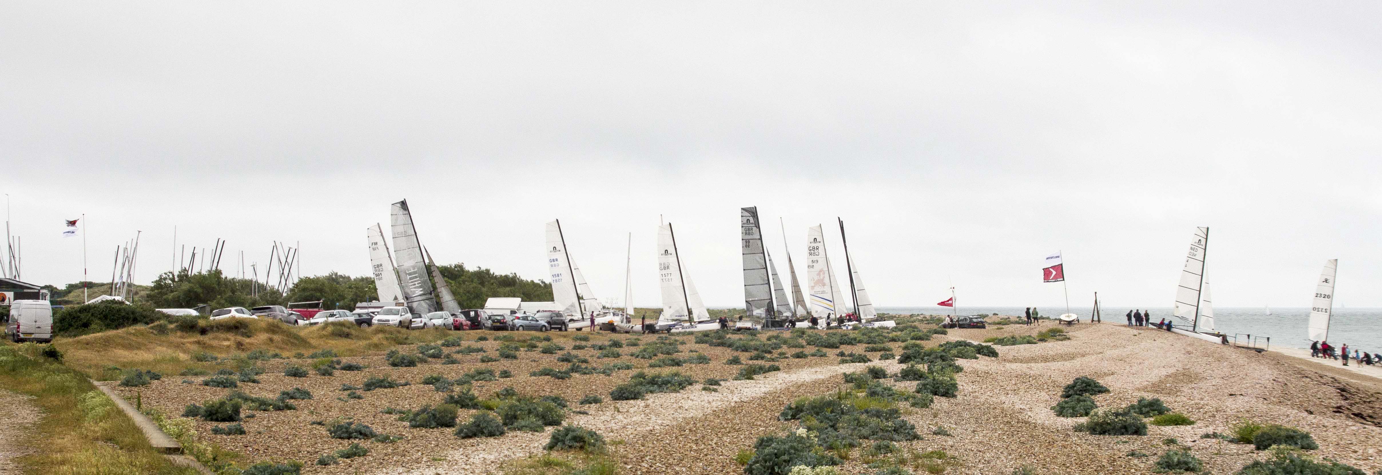 Boats lined up ready to launch for the start of the 2016 Solent Forts Race