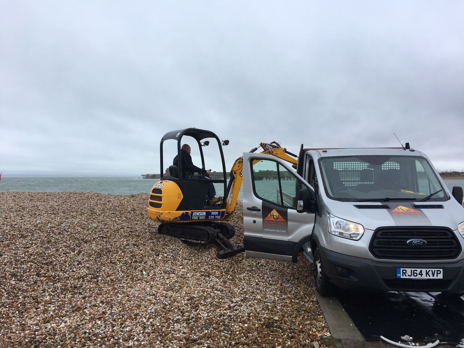 Digger clearing the slipway