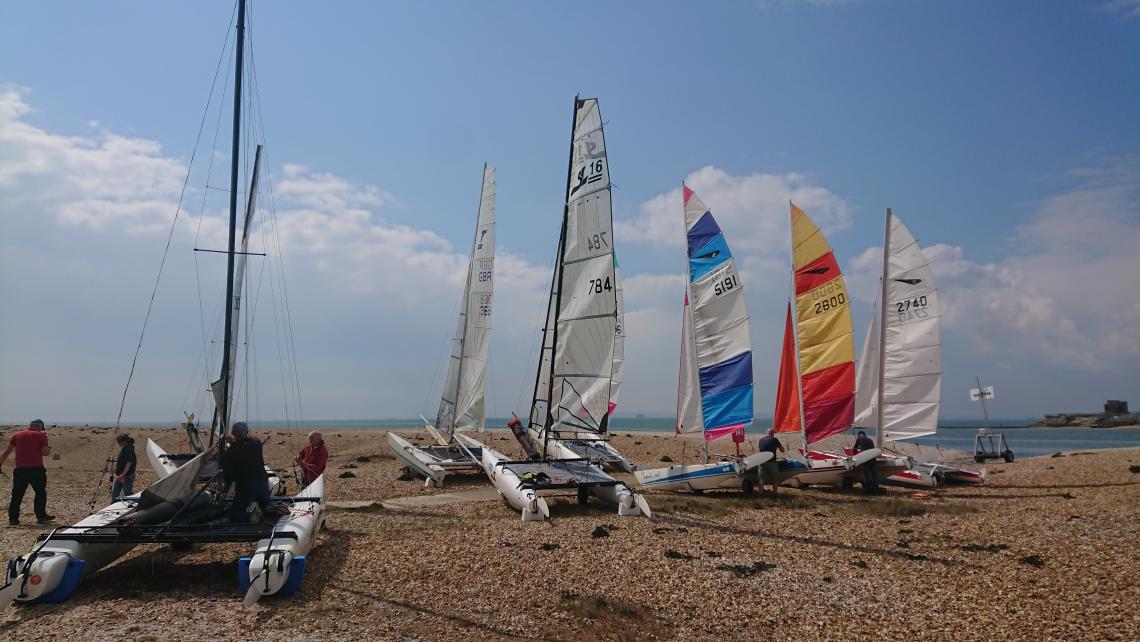 Boats lined up for start of first race of the 2021 season
